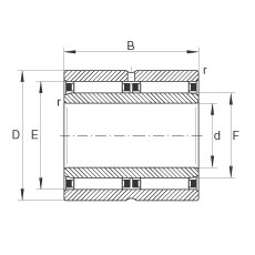 滾針軸承 NAO30X45X26-ZW-ASR1, 無(wú)擋邊，雙列