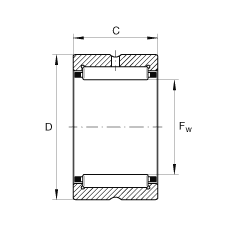 滾針軸承 NCS3624, 機加工滾道，根據(jù) ABMA 18.2 - 1982，英制