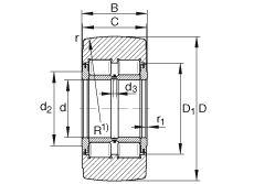 支撐型滾輪 NNTR55X140X70-2ZL, 滿裝滾子，軸向引導(dǎo)，兩側(cè)唇密封