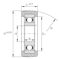 滾輪 KLRU15X47X20-2Z, 帶塑料箍，兩側(cè)密封