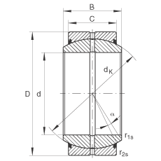 關(guān)節(jié)軸承 GE140-DO-2RS, 根據(jù) DIN ISO 12 240-1 標(biāo)準(zhǔn), 需維護(hù)，兩側(cè)唇密封