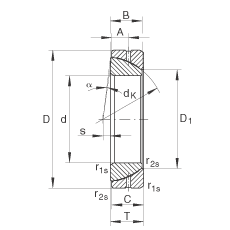 角接觸關(guān)節(jié)軸承 GE25-SX, 根據(jù) DIN ISO 12 240-2 標(biāo)準(zhǔn)，需維護(hù)