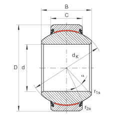 關(guān)節(jié)軸承 GE180-FW-2RS, 根據(jù) DIN ISO 12 240-1 標(biāo)準(zhǔn), 免維護，兩側(cè)唇密封