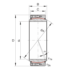 大的關(guān)節(jié)軸承 GE850-DW-2RS2, 根據(jù) DIN ISO 12 240-1 標(biāo)準(zhǔn), 免維護(hù)，兩側(cè)密封