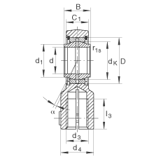 液壓桿端軸承 GIHNRK50-LO, 根據(jù) DIN ISO 12 240-4 標(biāo)準(zhǔn)，帶右旋螺紋夾緊裝置，需維護(hù)