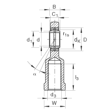 桿端軸承 GIR30-DO, 根據(jù) DIN ISO 12 240-4 標(biāo)準(zhǔn)，帶右旋內(nèi)螺紋，需維護(hù)