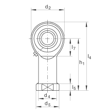 桿端軸承 GIKR14-PB, 根據(jù) DIN ISO 12 240-4 標準，帶右旋內(nèi)螺紋，需維護