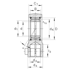 液壓桿端軸承 GIHRK30-DO, 根據(jù) DIN ISO 12 240-4 標(biāo)準(zhǔn)，帶右旋螺紋夾緊裝置，需維護(hù)