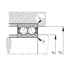 角接觸球軸承 30/5-B-2Z-TVH, 雙列，雙側(cè)間隙密封，接觸角 α = 25°