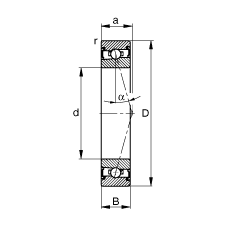 主軸軸承 HSS7004-C-T-P4S, 調(diào)節(jié)，成對(duì)安裝，接觸角 α = 15°，兩側(cè)唇密封，非接觸，加嚴(yán)公差