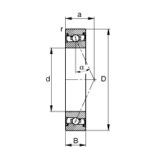 主軸軸承 HSS7019-E-T-P4S, 調(diào)節(jié)，成對安裝，接觸角 α = 25°，兩側(cè)唇密封，非接觸，限制公差