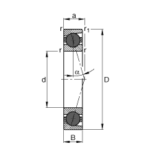 主軸軸承 HCB7228-C-T-P4S, 調(diào)節(jié)，成對或單元安裝，接觸角 α = 15°，陶瓷球，限制公差