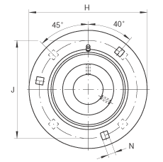 軸承座單元 GRA45, 帶三個(gè)/四個(gè)螺栓孔的法蘭的軸承座單元，沖壓鋼板，偏心鎖圈，P 型密封
